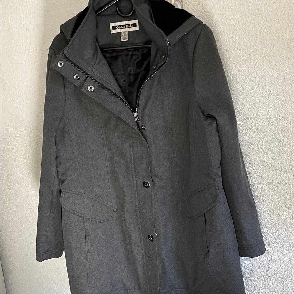 Kristen Blake Charcoal Hooded Trench Coat